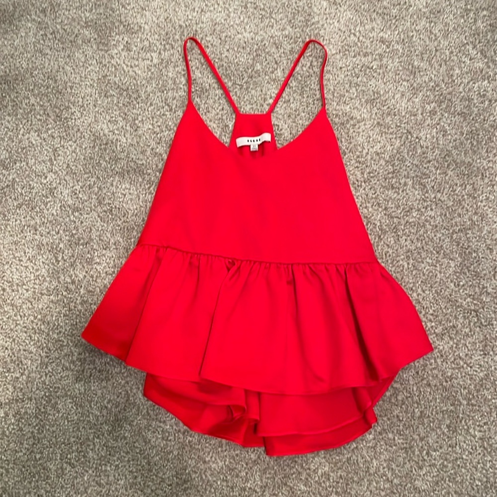 Red ruffle blouse